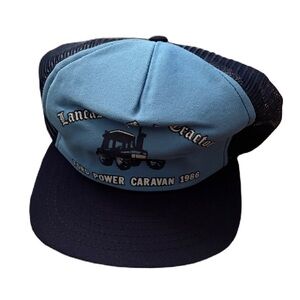 Vintage Lancaster Ford Tractor Hat Power Caravan 1986 Blue Mesh SnapBack